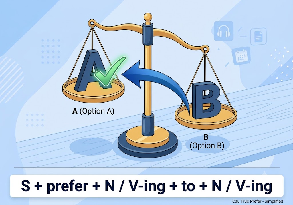 Cấu trúc prefer: Phân loại, công thức kèm với bài tập dễ hiểu